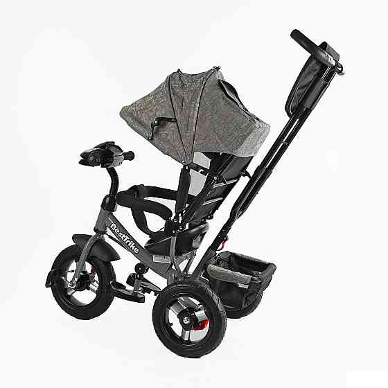 Велосипед триколісний Best Trike з батьківською ручкою надувні колеса Сірий (35-723) Чернігів