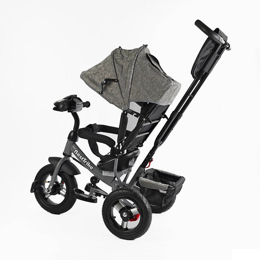 Велосипед триколісний Best Trike з батьківською ручкою надувні колеса Сірий (35-723) Чернігів - фото 3