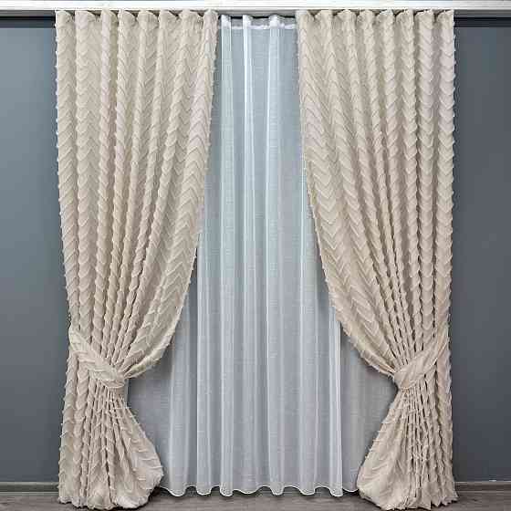 Комплект штор VR-Textil Лен Букле № 1806ш Айвори 100х295 см 2 шт (31-851) Киев
