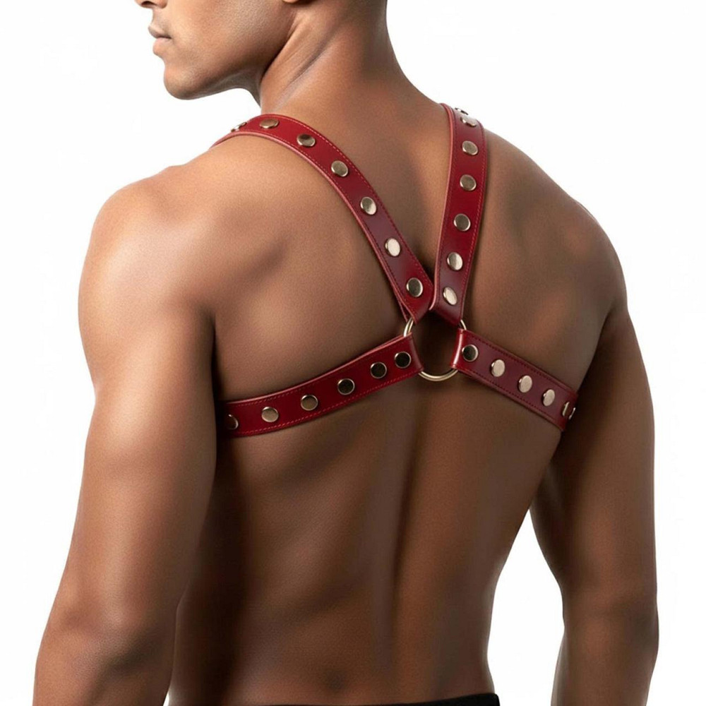 Мужская портупея Art of Sex - Spartacus, экокожа, цвет красный, размер L-2XL Sex Aura Киев - изображение 2