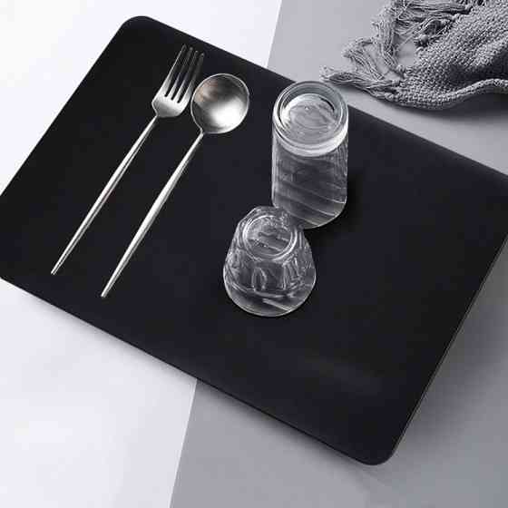 Супер поглинаючий килимок нековзний для сушіння посуду суперабсорбуючий 29*39см чорний Вінниця