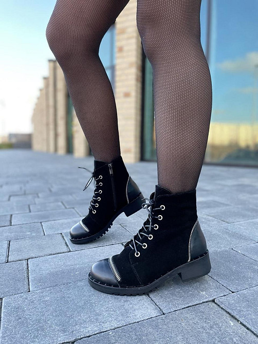 Черевики жіночі D and V чорні шкіра+замша натуральна висота 12см (2199) Коломия - фото 7