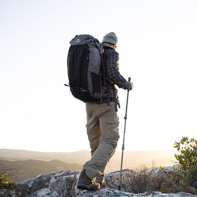Рюкзак туристичний Naturehike Rock NH19BP095, 60+5 л, графіт в клітинку Киев - изображение 9