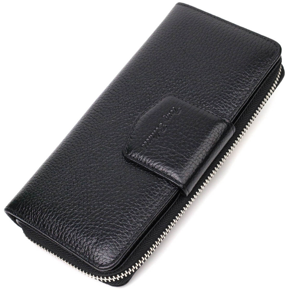 Кожаный женский кошелек с блоком для карт и документов Черный (Tony Bellucci) Киев - изображение 5