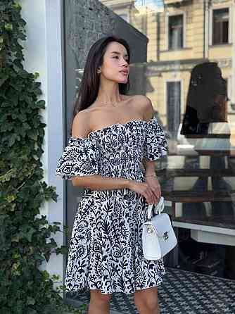 Женское легкое принтованное платье из турецкого батиста Темно-синий, 42/44 Одесса