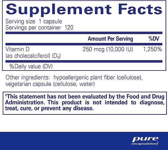 Вітамін Д3 Pure Encapsulations Vitamin D3 10 000 МО 120 капс Київ
