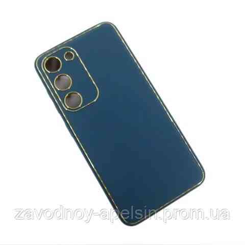 Samsung S23 S911 Чехол кожаный Защита камеры (синий) Одесса