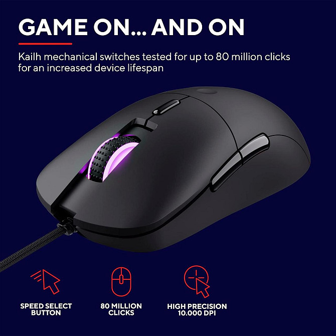 Комп'ютерна ігрова миша Trust GXT 981 Redex, 10000 DPI, 6 кнопок, RGB підсвітка, оптична, провідна,  Київ - фото 7