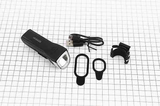 Ліхтар передній 1 діод 110 lumen, Li-ion 3.7V 1300mAh зарядка від USB, вологозахисний, чорний JY-7057 Бершадь