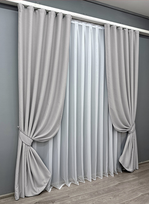 Комплект готовых штор VR-Textil Блэкаут двусторонний Eclipsе № 1791ш Светло-серый 100х270 см 2 шт (31-833) Киев - изображение 3