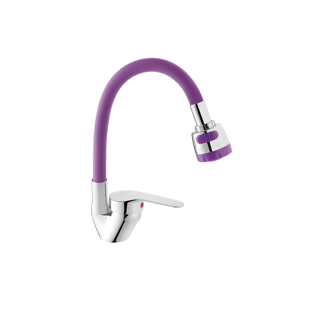 Смеситель для кухни Agua Sevilla гибкий - C039MOR хром/фиолетовый Киев - изображение 3