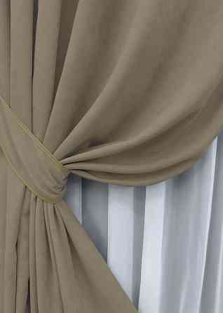 Комплект штор на люверсах VR-Textil Мікровелюр Petek YL № 1804 Капучино 150х270 см 2 шт (37-0270) Київ