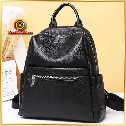Классический Элегантный кожаный женский рюкзак Черный рюкзак из натуральной кожи TidinBag Киев - изображение 1
