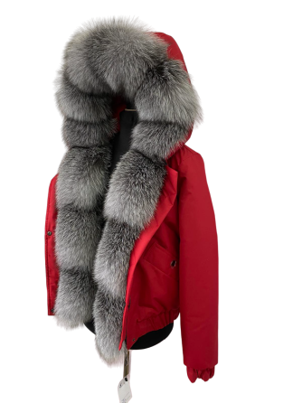 Бомбер женский с мехом блюфрост Красный 42 Харьков