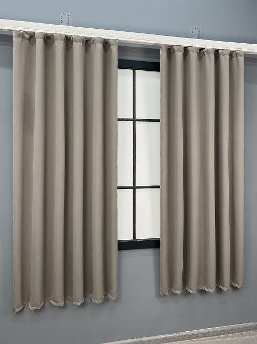 Комплект штор коротких VR-Textil Bagema Rvs № 1896ш 140х170 см 2 шт Серо-бежевый (35-0444) Киев - изображение 3