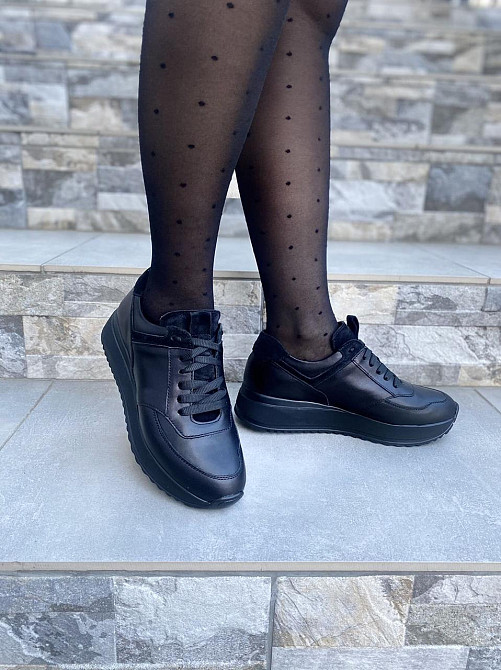 EMELI Кросівки жіночі EMELI 701/1 чорні (весна-осінь, шкіра+замша натуральна) (4122) Коломия - фото 2