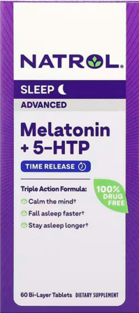 Мелатонин + 5 НТР для улучшения сна Natrol Melatonin + 5-HTP 60 таб Київ