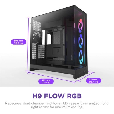 Корпус NZXT H9 Flow RGB Dual-Chamber All Black (CM-H92FB-R1) Вінниця - фото 2