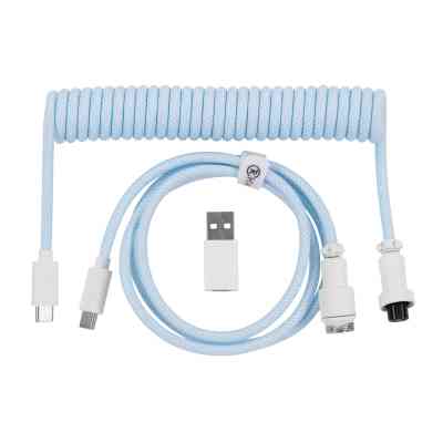 Дата кабель USB-C + USB A to USB-C 1.36m Coiled Aviator blue Keychron (CAB19_KEYCHRON) Винница