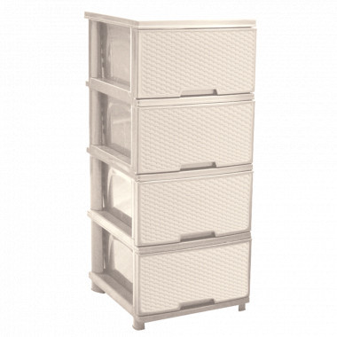 Комод пластиковый Ротанг кремовый 95х46х39 Алеана Одесса - изображение 2
