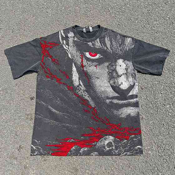 Футболка чоловіча з принтом аніме Берсерк Слайер Гутс Гсм оверсайз (S/M/L) Черний Дніпро