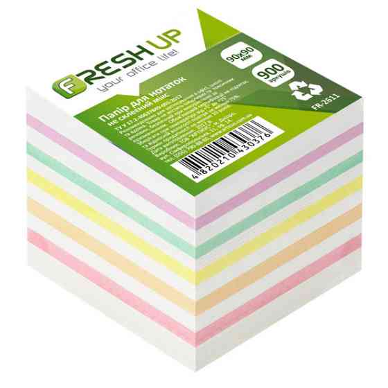 Блок паперу для нотаток "Fresh Up" FR-2611 90х90х900 листов  не клеєний, Мікс, шт Київ