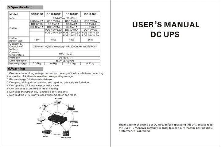 ДБЖ для роутерів/комутаторів DC1018P DC UPS 10400 mAh Black (2020000426844) ( 14334 ) Харьков - изображение 7