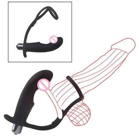 Ерекційне кільце з вібро масажером простати - Чорний Вінниця