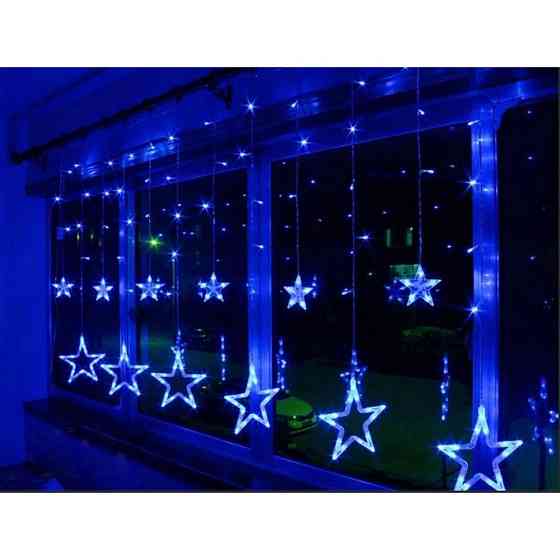 Гірлянда штора "Зірки" ZABI-8 USB 120 L, 3*1 м, USB+батарейка, синя Вінниця