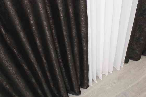 Комплект готових штор VR-Textil Жакард Мармур Al1 № 613ш Венге 150х270 см 2 шт (30-381) Київ