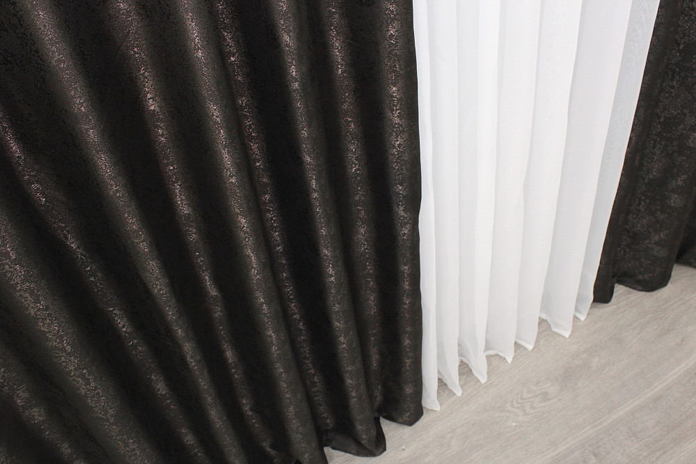 Комплект готових штор VR-Textil Жакард Мармур Al1 № 613ш Венге 150х270 см 2 шт (30-381) Київ - фото 6