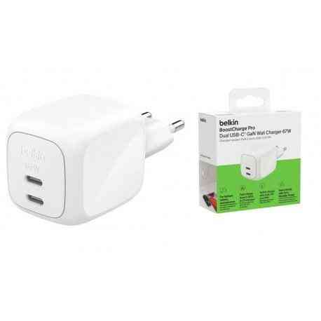 Мережевий зарядний пристрій Belkin BoostCharge Pro New Dual USB-C GaN Wall Charger 67 W White (WCH020KQWH) ( 12923 ) Харків