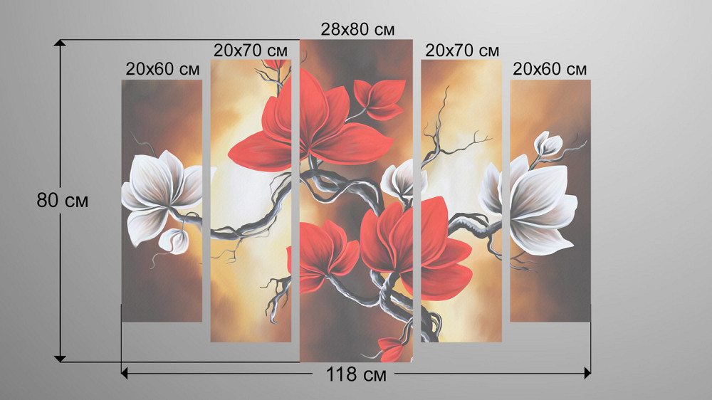 Модульная картина Абстракция Цветы Art-146_5 Київ - фото 3