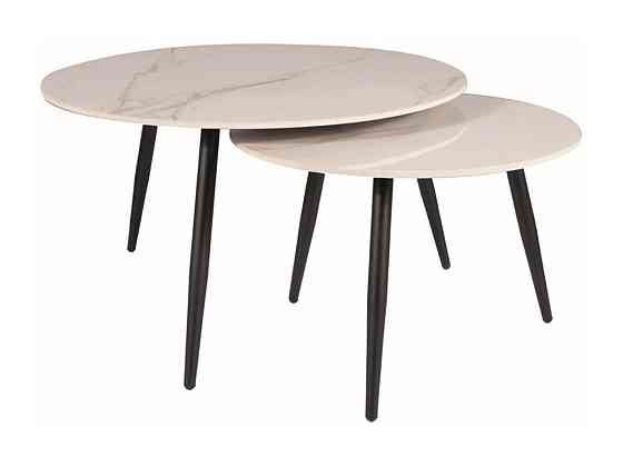 Журнальний столик KORA D білий FI80 FI60/ чорний мат (комплект) Київ