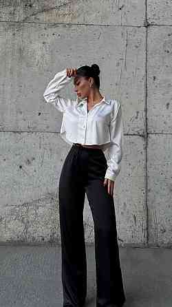 Жіночі стильні штани шовк Армані Чорний, 46/48 Одеса