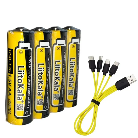 Акумулятор 14500 LiitoKala Li-ion R6 2400mAh USB-T36 1.5V (4шт. АКБ + кабель) Вінниця