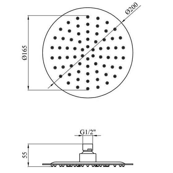 Лійка для душу стельова з нерж. сталі 20 см MIXXUS SH-04.SUS Харків