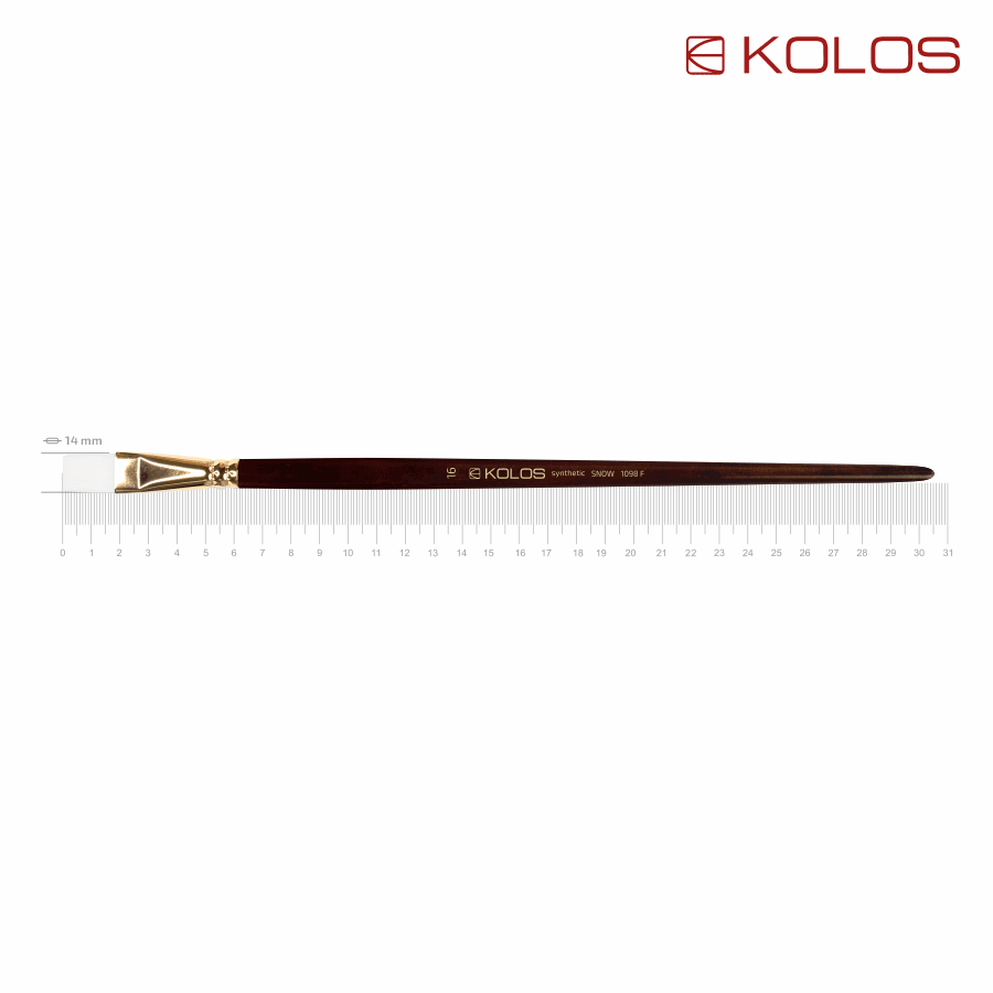 Кисть синтетика плоская Snow 1098F No16 длинная ручка KOLOS Киев - изображение 1