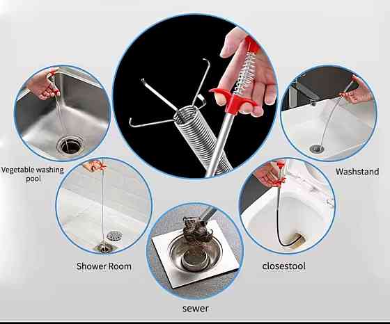 Трос с захватом для чистки труб 60 см серый Киев