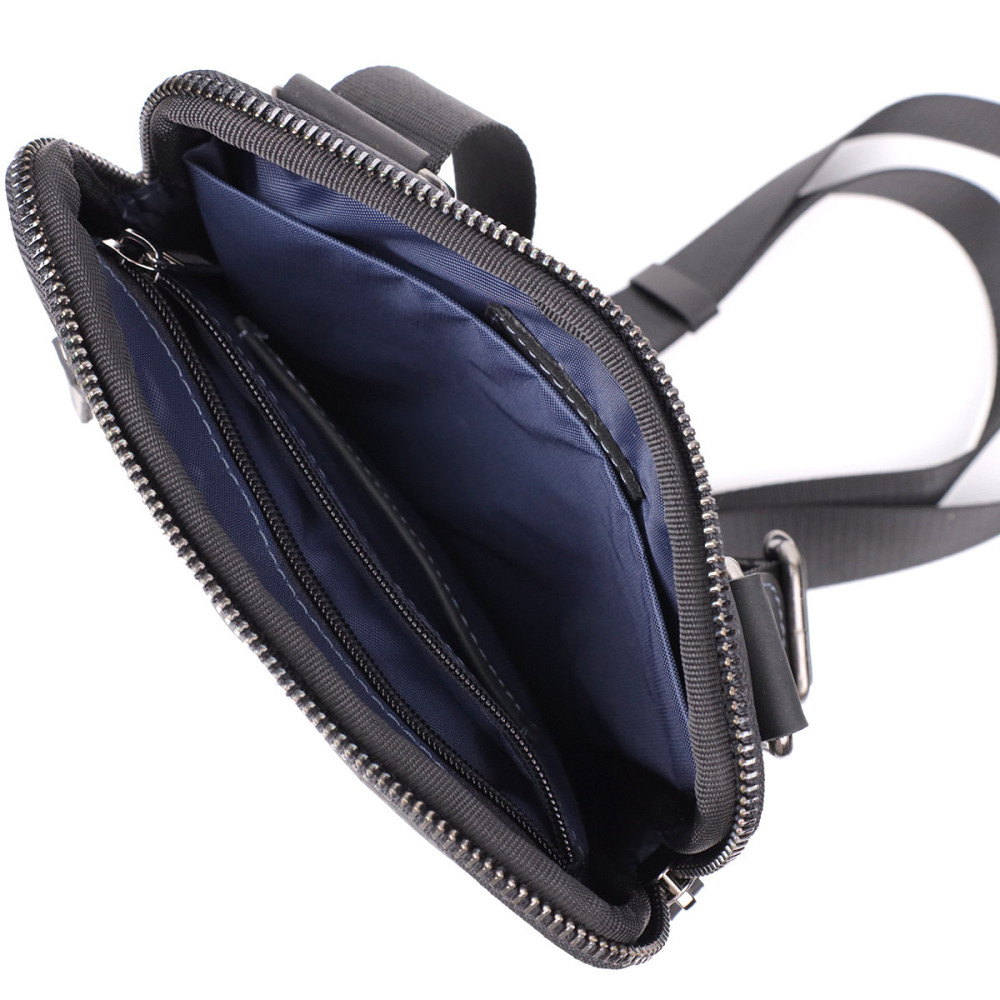 Удобная сумка для мужчин на плечо из натуральной винтажной кожи Shvigel 23147 Черный Киев - изображение 7