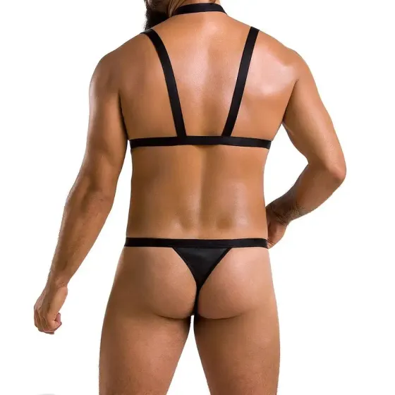 Комплект чоловічої білизни зі стреп Passion 039 SET ANDREW S/M Black, стринги, шлейки Львів