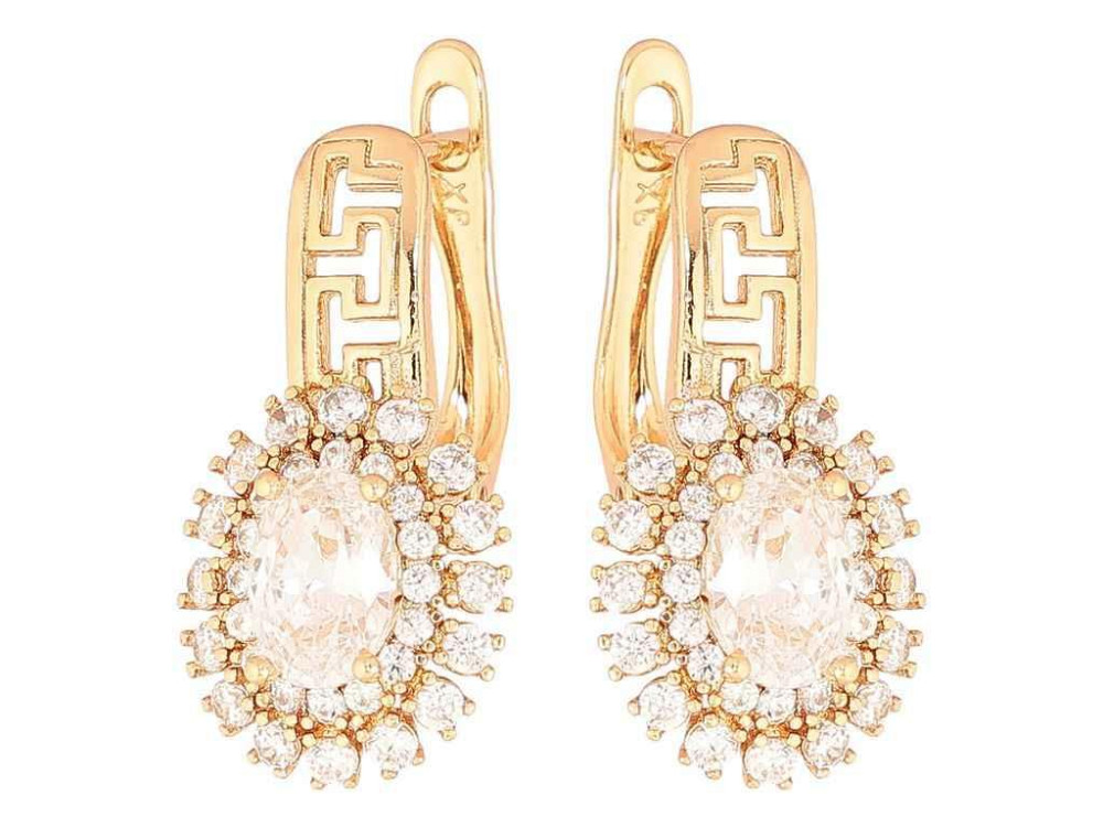 Серьги английская застежка позолота 18K «Инкрустация кристаллами» 291541 ТМ XUPING Киев - изображение 1