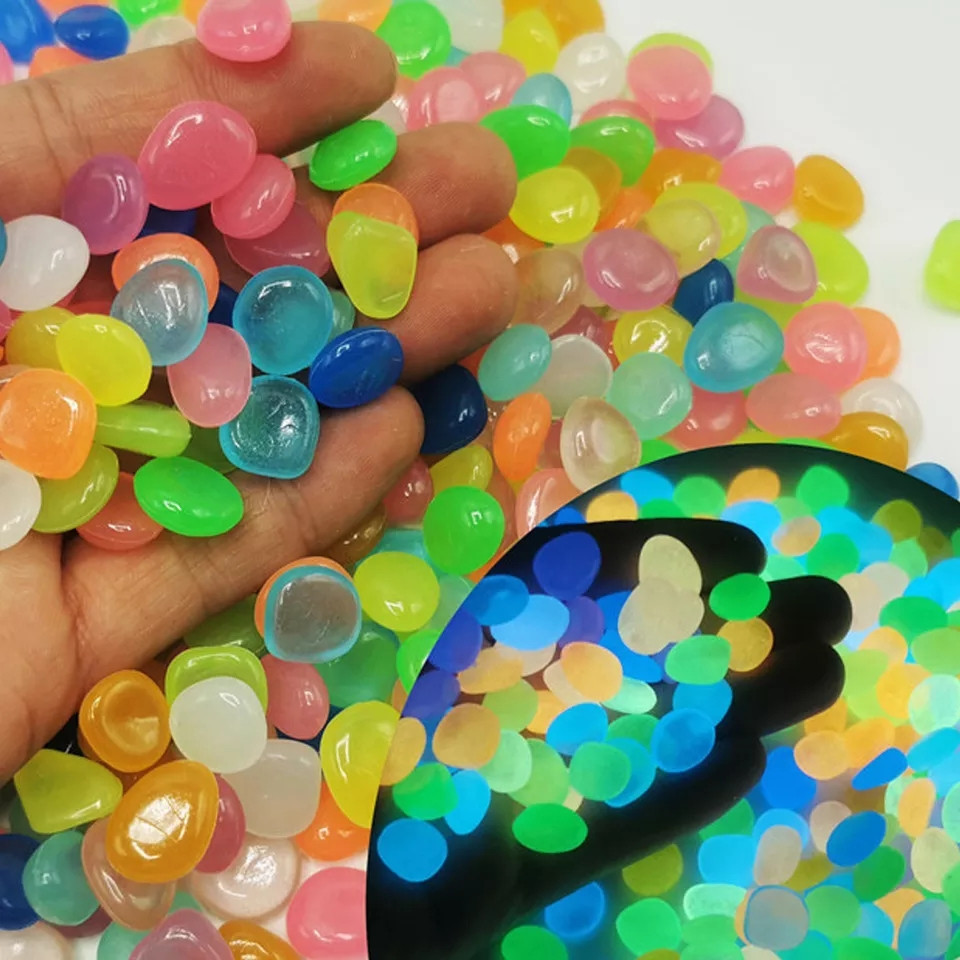 Светящиеся камни в аквариум разноцветные маленькие - в наборе около 300шт., (размер одного камня 1см) Киев - изображение 1