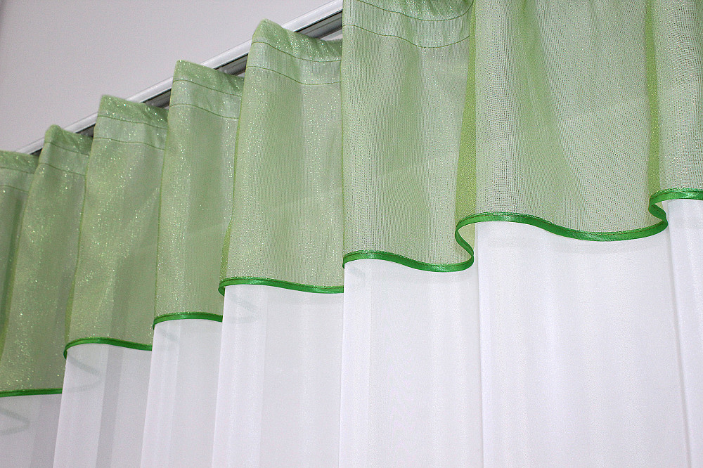 Кухонна гардина VR-Textil № 036к арка білий із салатовим 270х170 см (52-0123) Київ - фото 3