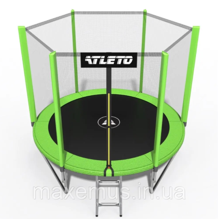 Батут детский с защитной сеткой 183 см батут Atleto с лестницей для детей и взрослых зеленый Мостиска