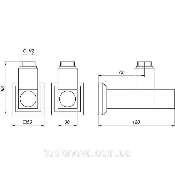 Набір напівобертовий кутовий з американкою SOLOMON LUX 1/2" CUBE WHITE 8888 (1уп) Чернівці