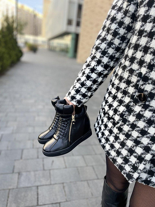 Снікерси жіночі Bosida чорні еко-шкіра танкетка 5см ( -1) (5221) Коломия - фото 9