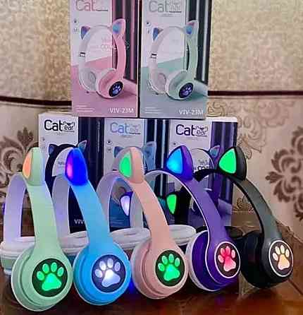 Дитячі навушники Cat блютуз зі котячими вушками що світяться наушники Київ