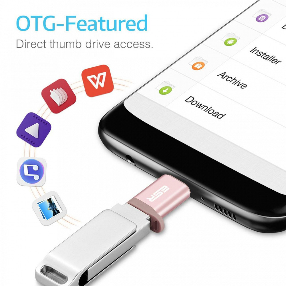 Перехідник Micro USB до USB-C ESR (Рожевий) Миколаїв - фото 8