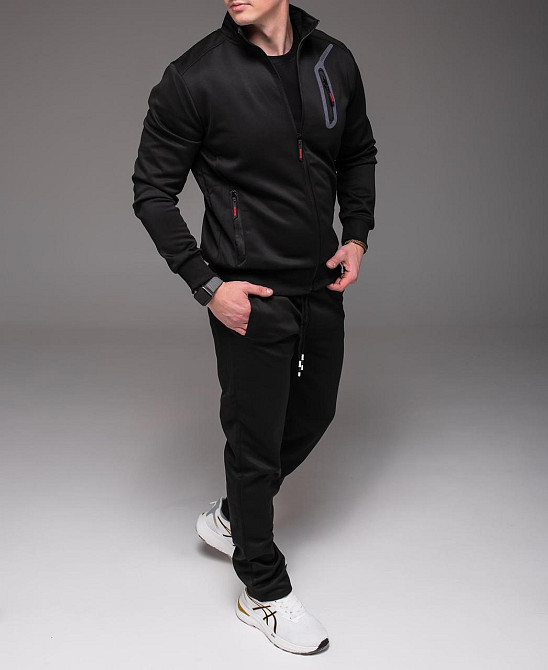 Класичний чорний костюм з резинкою, кишенями та замком для дому, прогулянок і міста Львів - фото 6